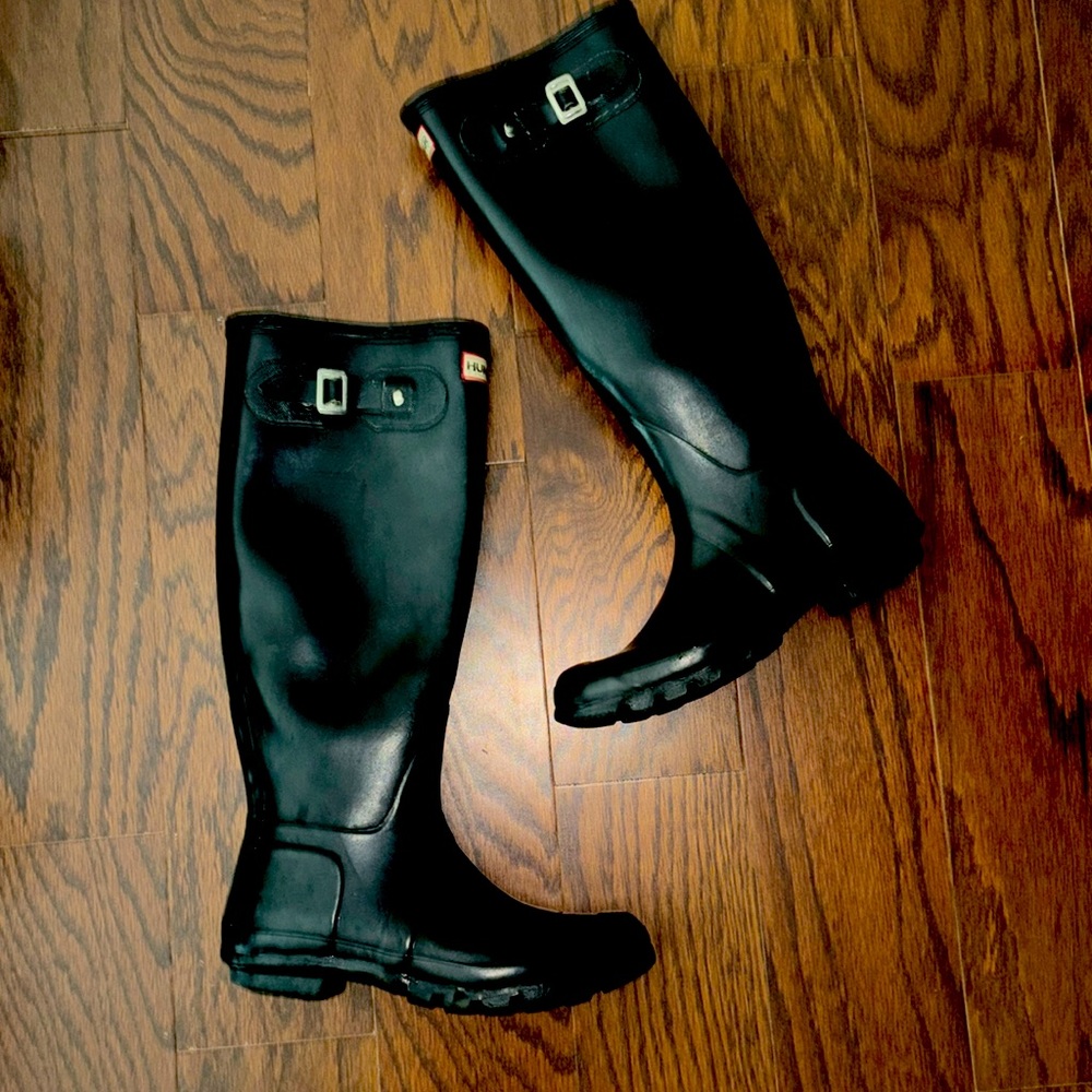 Women’s Tall Hunter Rain Boots Black Size 39 EU